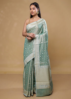 Green Tissue Silk Saree With Blouse Piece