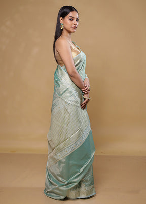 Green Tissue Silk Saree With Blouse Piece