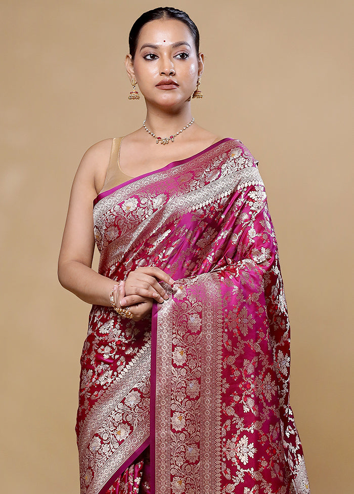 Rani Pink Handloom Uppada Pure Silk Saree With Blouse Piece