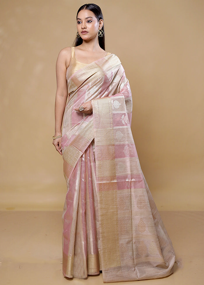 Pink Tissue Silk Saree With Blouse Piece