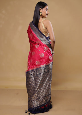 Pink Dupion Silk Saree With Blouse Piece