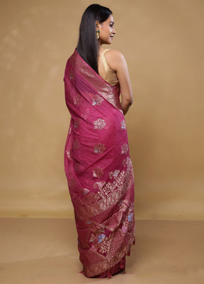 Pink Dupion Silk Saree With Blouse Piece