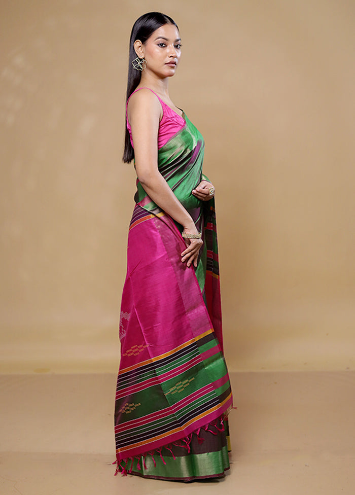 Green Kanjivaram Silk Saree With Blouse Piece