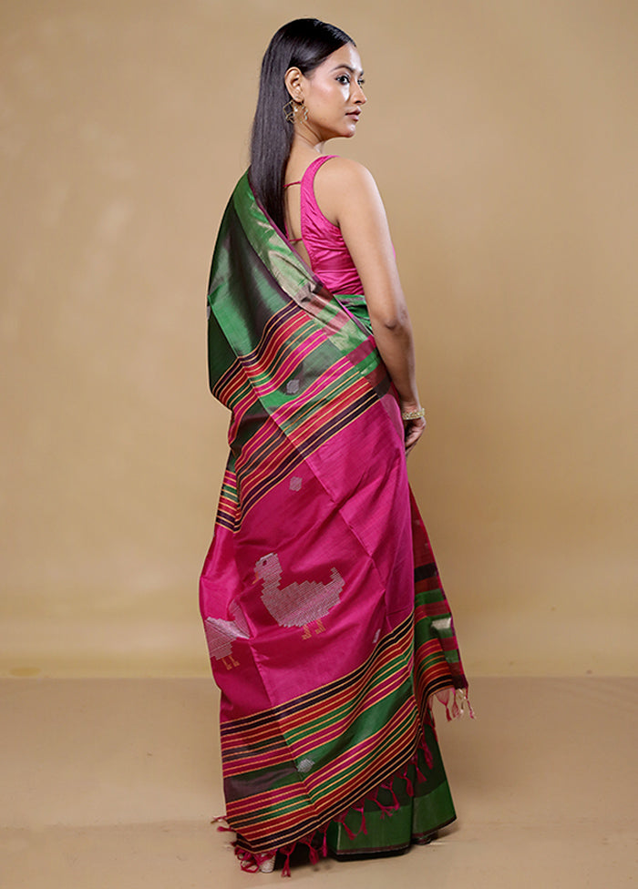 Green Kanjivaram Silk Saree With Blouse Piece