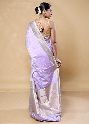 Lavender Katan Silk Saree With Blouse Piece