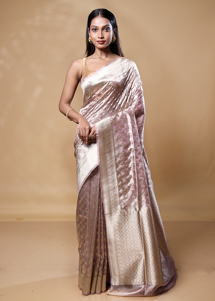 Pink Tissue Silk Saree With Blouse Piece