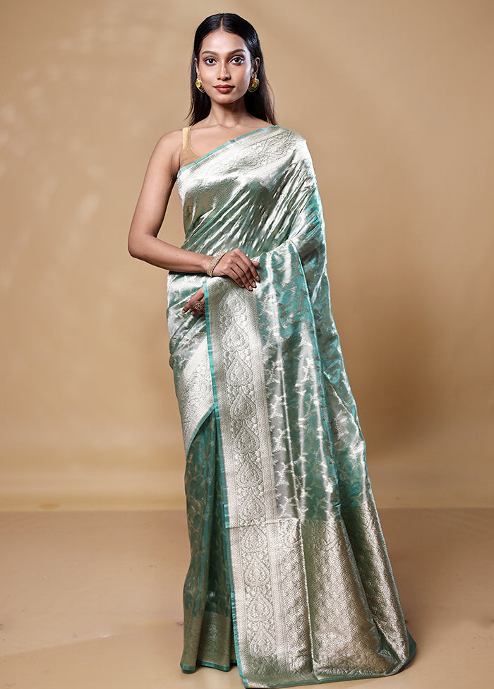 Green Tissue Silk Saree With Blouse Piece