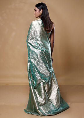 Green Tissue Silk Saree With Blouse Piece