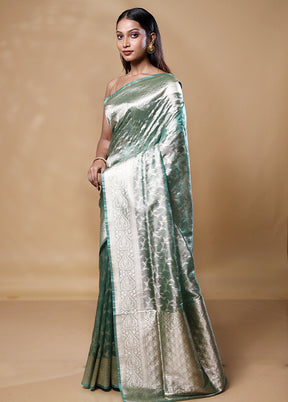 Green Tissue Silk Saree With Blouse Piece