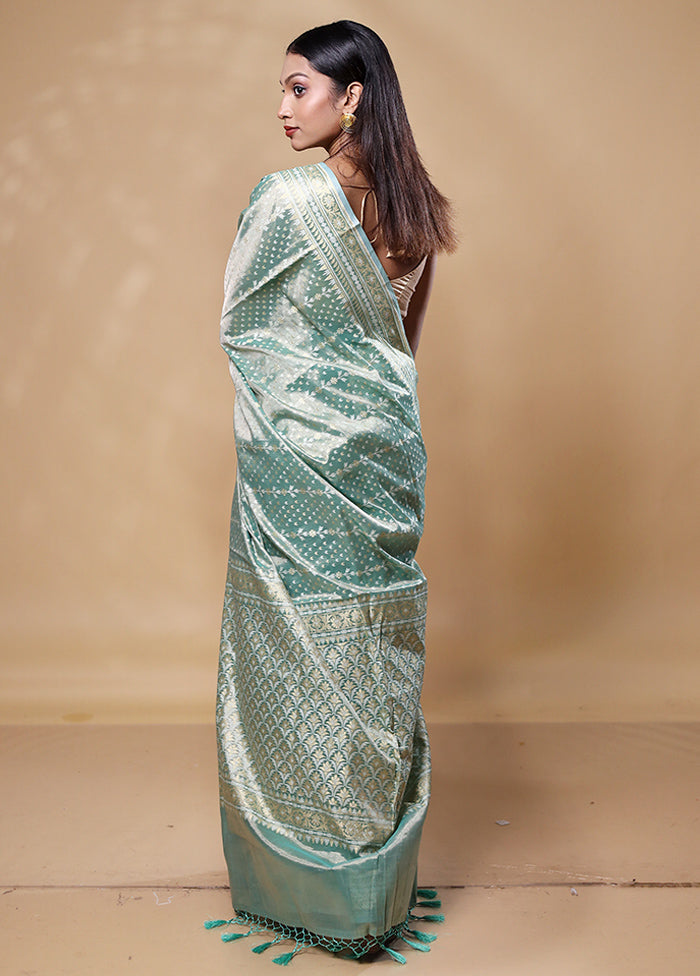 Green Tissue Silk Saree With Blouse Piece