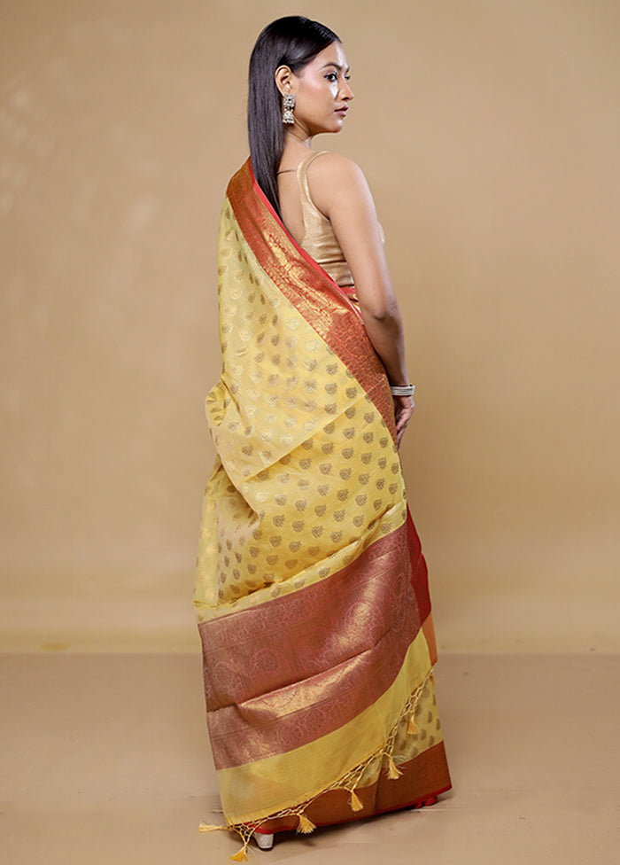 Yellow Kota Cotton Saree With Blouse Piece