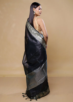 Black Tissue Silk Saree With Blouse Piece