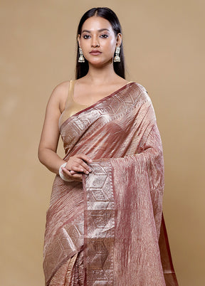 Rust Tissue Silk Saree With Blouse Piece