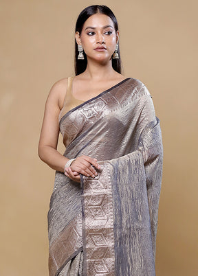 Grey Tissue Silk Saree With Blouse Piece