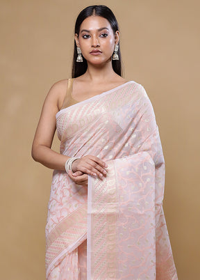 Pink Organza Saree With Blouse Piece