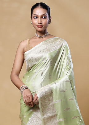 Green Katan Silk Saree With Blouse Piece