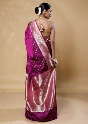 Purple Katan Silk Saree With Blouse Piece