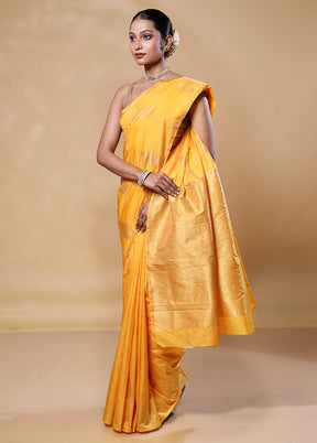 Yellow Kanjivaram Silk Saree With Blouse Piece