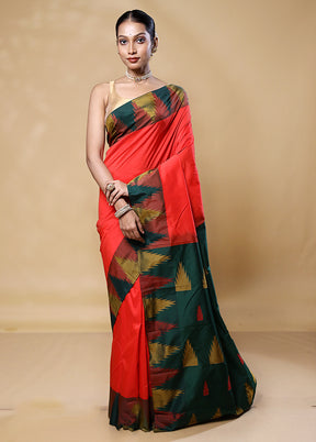 Orange Kanjivaram Silk Saree With Blouse Piece