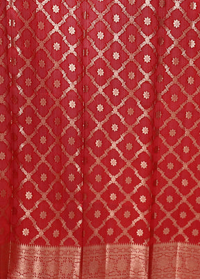 Red Handloom Dupion Pure Silk Saree With Blouse Piece