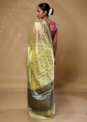 Yellow Handloom Dupion Pure Silk Saree With Blouse Piece