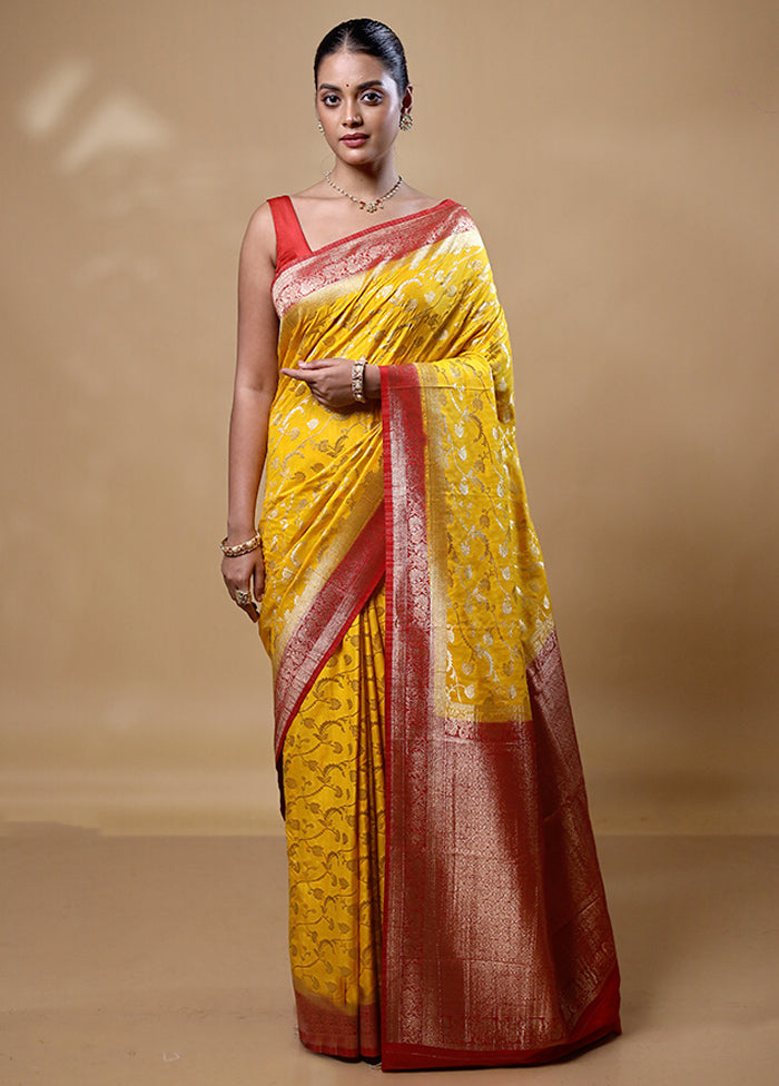 Yellow Georgette Saree With Blouse Piece