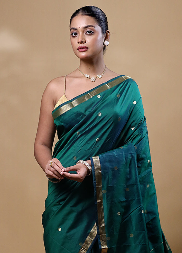 Green Kanjivaram Silk Saree With Blouse Piece