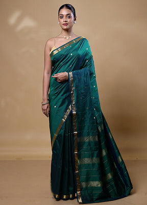 Green Kanjivaram Silk Saree With Blouse Piece