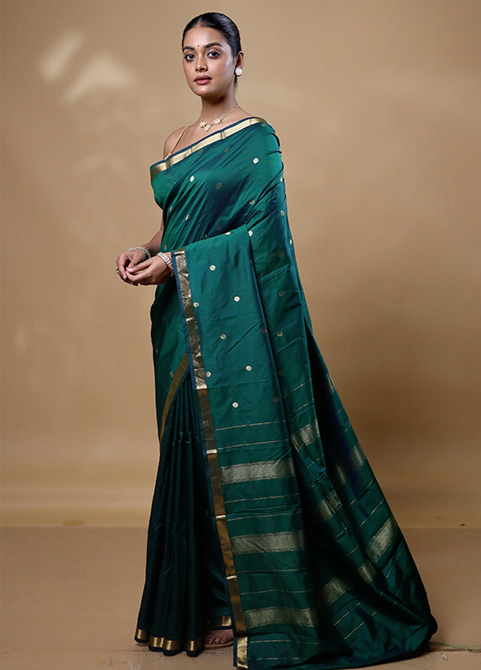 Green Kanjivaram Silk Saree With Blouse Piece