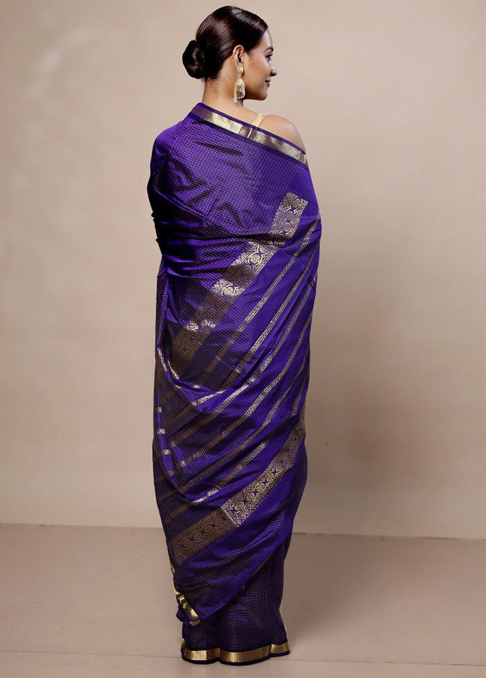 Purple Kanjivaram Silk Saree With Blouse Piece