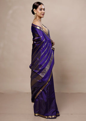 Purple Kanjivaram Silk Saree With Blouse Piece