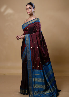 Maroon Kanjivaram Silk Saree With Blouse Piece