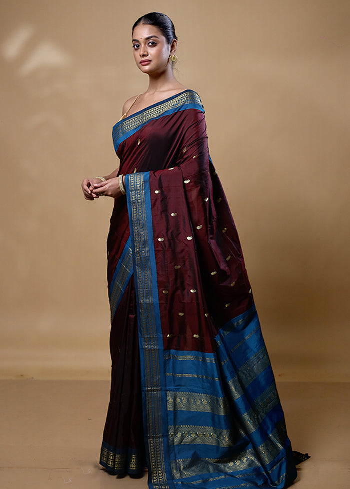 Maroon Kanjivaram Silk Saree With Blouse Piece