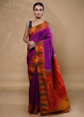 Violet Kanjivaram Silk Saree With Blouse Piece