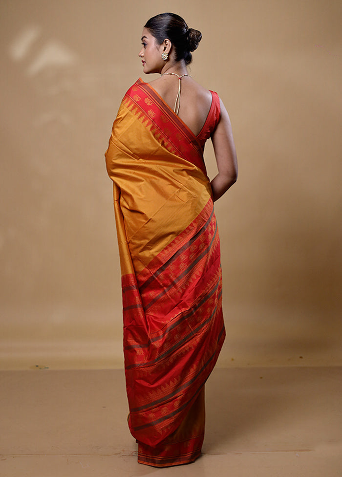 Mustard Kanjivaram Silk Saree With Blouse Piece