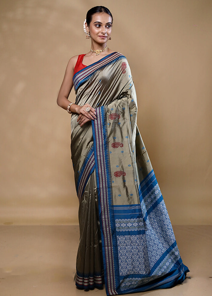 Grey Kanjivaram Silk Saree With Blouse Piece