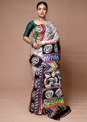 Cream Printed Pure Silk Saree Without Blouse Piece