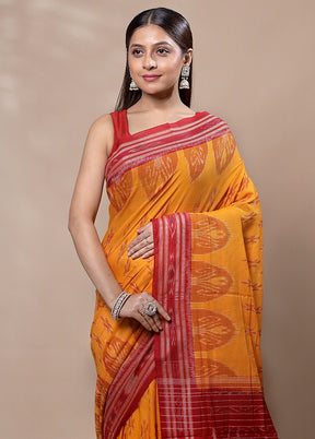 Yellow Pure Cotton Saree With Blouse Piece