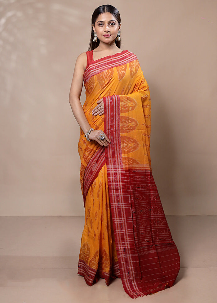 Yellow Pure Cotton Saree With Blouse Piece