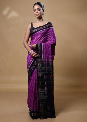 Purple Pure Cotton Saree With Blouse Piece