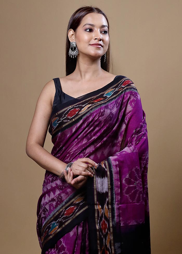 Violet Pure Cotton Saree With Blouse Piece