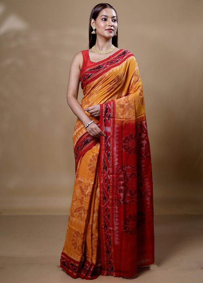 Yellow Pure Cotton Saree With Blouse Piece