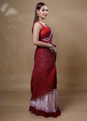 Red Pure Cotton Saree With Blouse Piece