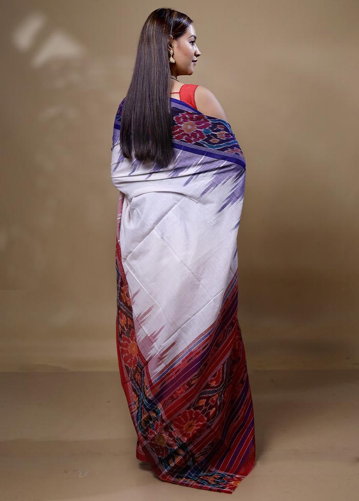 White Cotton Saree With Blouse Piece