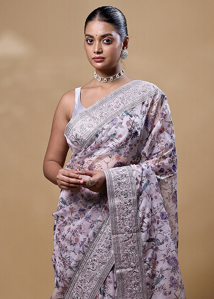 White Jimmy Choo Saree With Blouse Piece