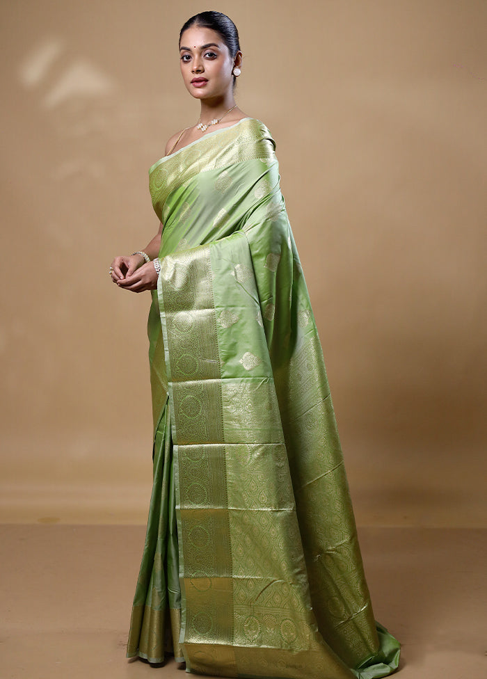 Green Kanjivaram Silk Saree With Blouse Piece