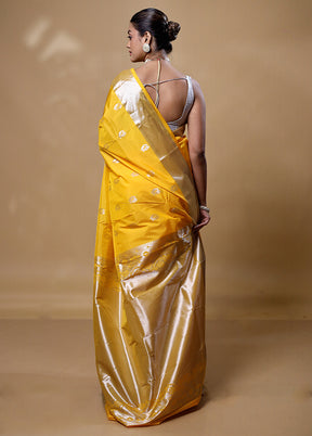 Yellow Kanjivaram Silk Saree With Blouse Piece