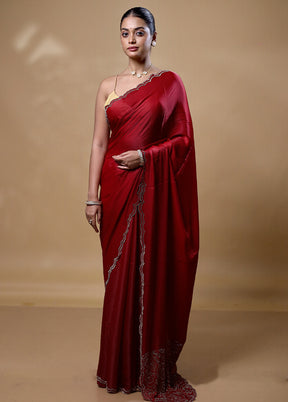 Maroon Jimmy Choo Saree With Blouse Piece