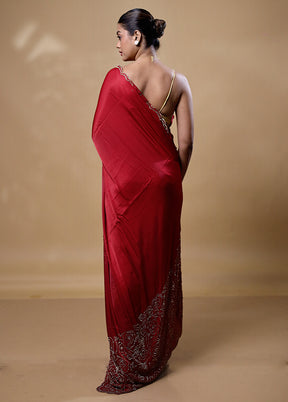 Maroon Jimmy Choo Saree With Blouse Piece