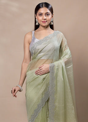 Green Jimmy Choo Saree With Blouse Piece